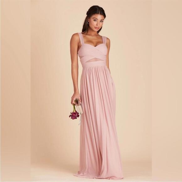 Birdy Grey Womens Elsye Chiffon Maxi Dress Rose Quartz‎ Size M New - Picture 1 of 12